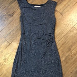 Loft blue/white dress with side ruching.